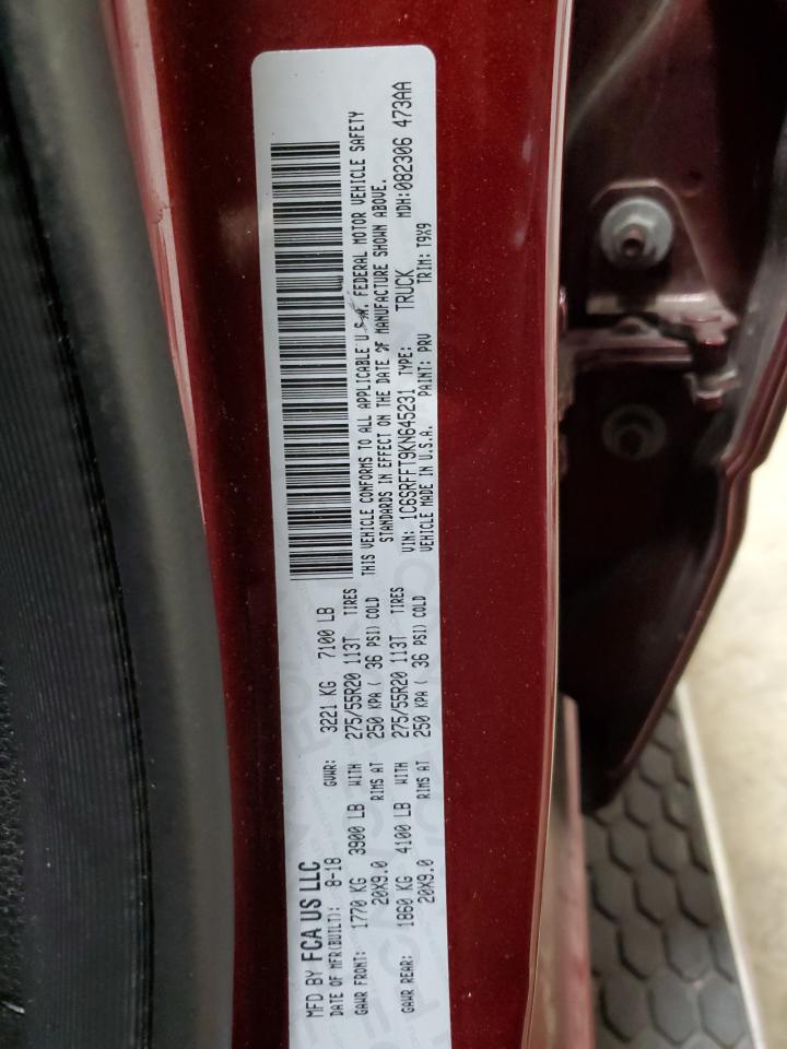 2019 Ram 1500 Big Horn/Lone Star VIN: 1C6SRFFT9KN645231 Lot: 64607554