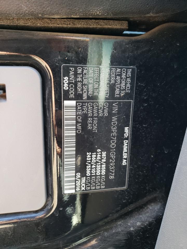 2016 Mercedes-Benz Sprinter 2500 VIN: WD3PE7DD1GP293778 Lot: 61041464