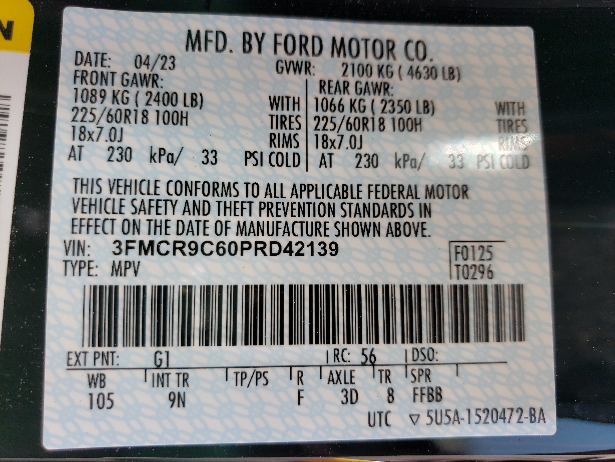 3FMCR9C60PRD42139 2023 Ford Bronco Sport Outer Banks