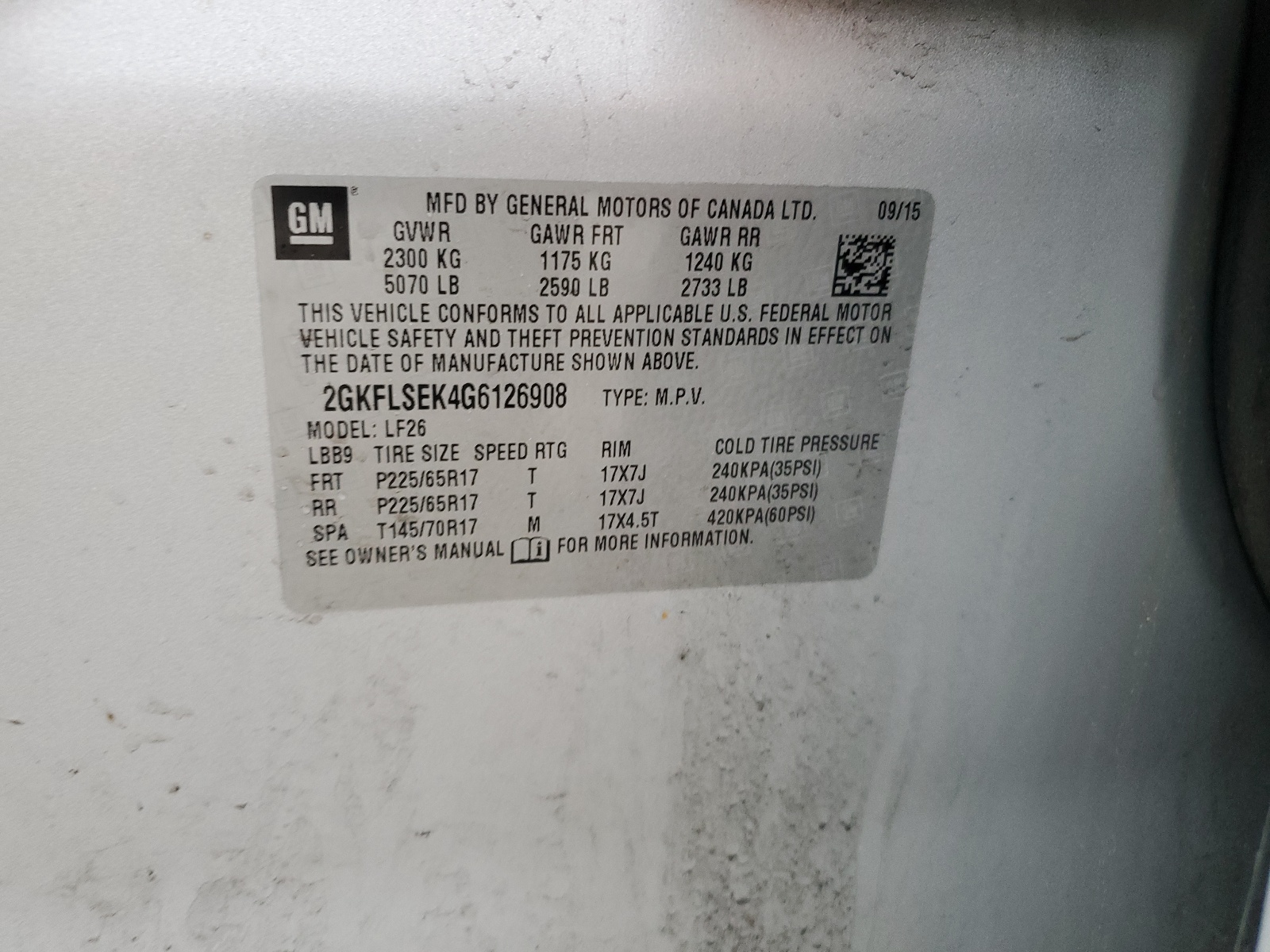 2GKFLSEK4G6126908 2016 GMC Terrain Sle