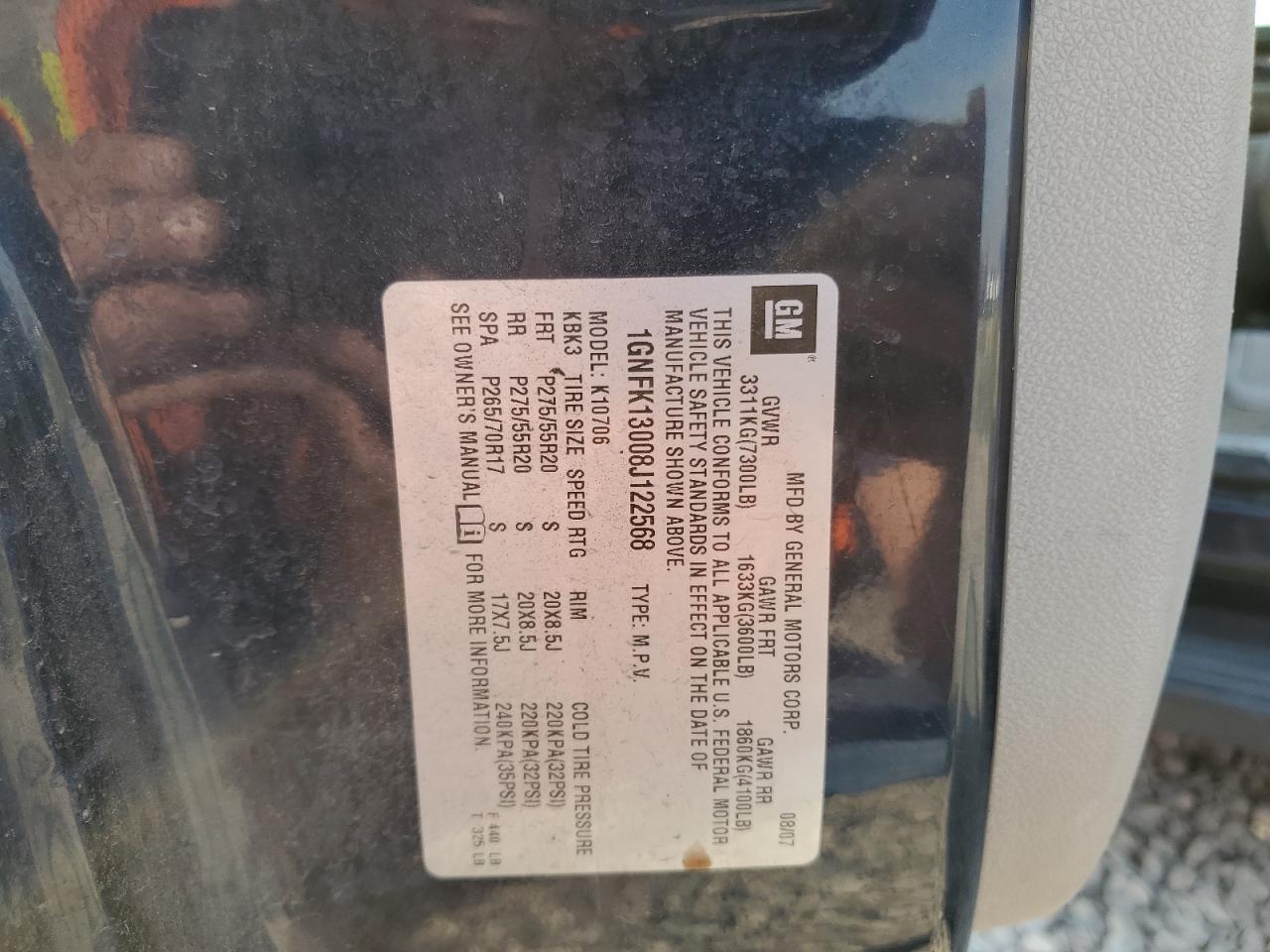 2008 Chevrolet Tahoe K1500 VIN: 1GNFK13008J122568 Lot: 65476544