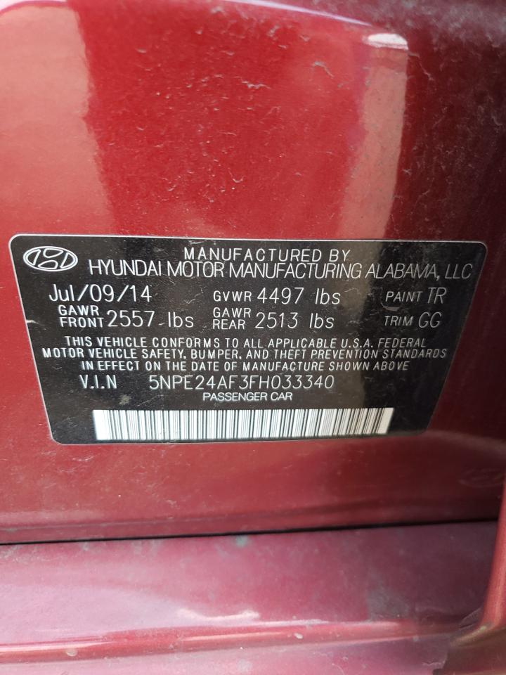 2015 Hyundai Sonata Se VIN: 5NPE24AF3FH033340 Lot: 63316234