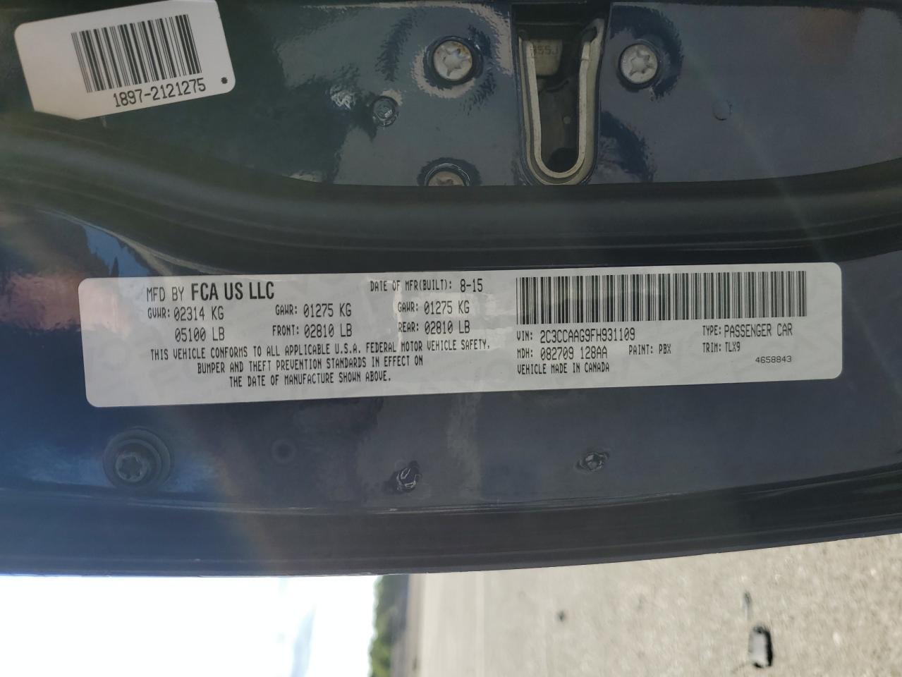 2015 Chrysler 300 Limited VIN: 2C3CCAAG9FH931109 Lot: 63463134