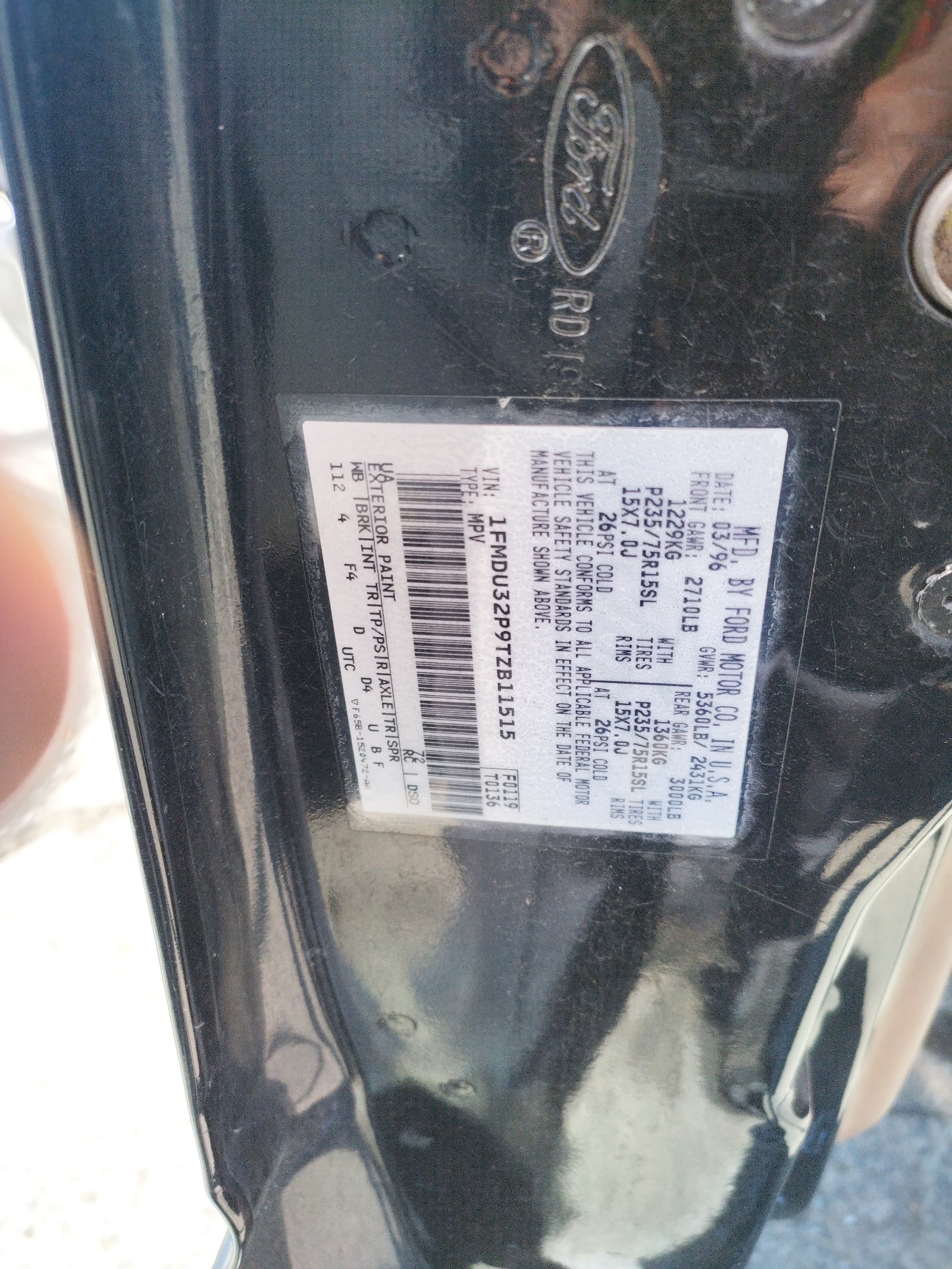 1FMDU32P9TZB11515 1996 Ford Explorer