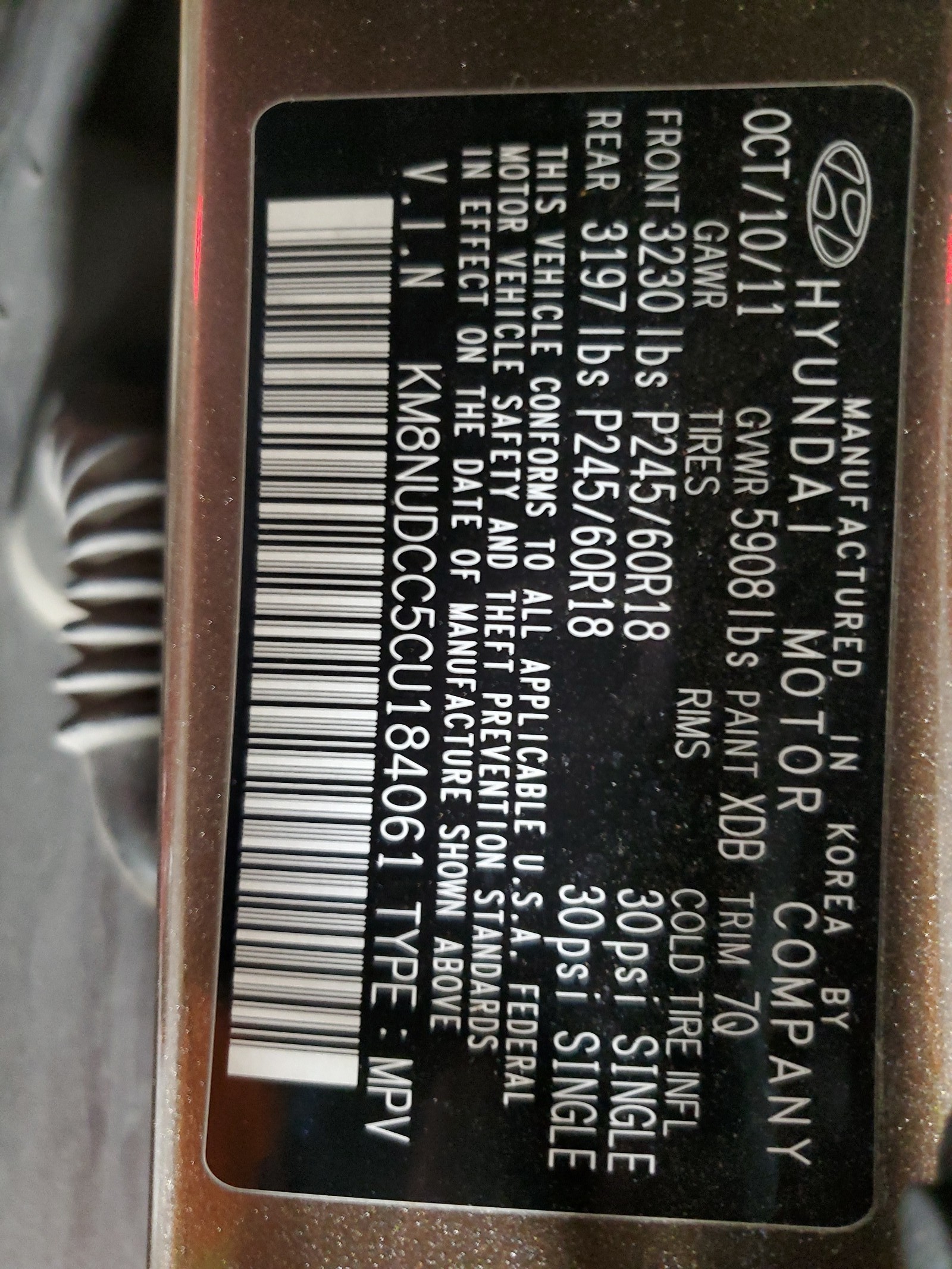 KM8NUDCC5CU184061 2012 Hyundai Veracruz Gls