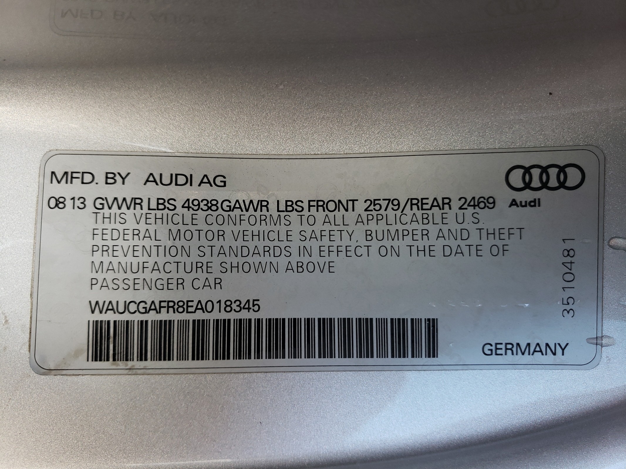 WAUCGAFR8EA018345 2014 Audi S5 Premium Plus