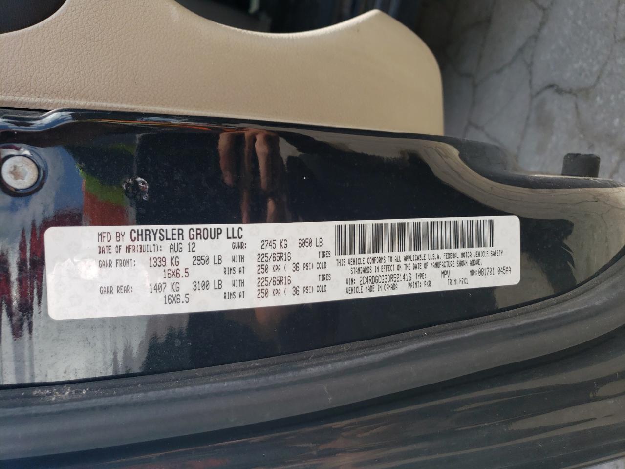 2C4RDGCG3DR521416 2013 Dodge Grand Caravan Sxt