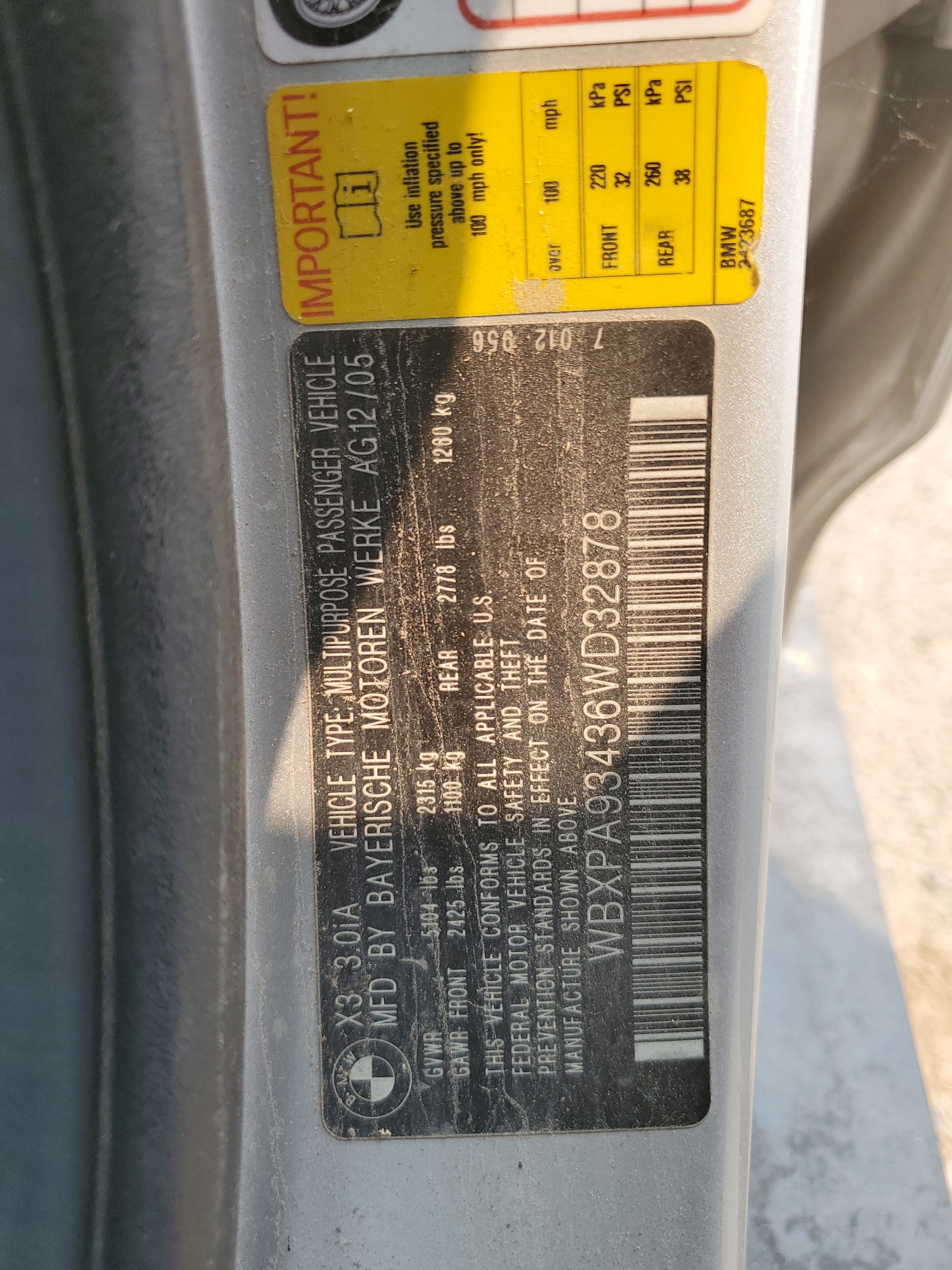 WBXPA93436WD32878 2006 BMW X3 3.0I