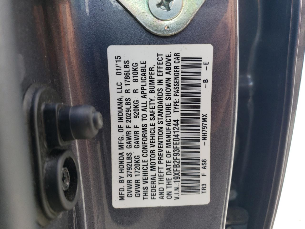 19XFB2F93FE041244 2015 Honda Civic Exl