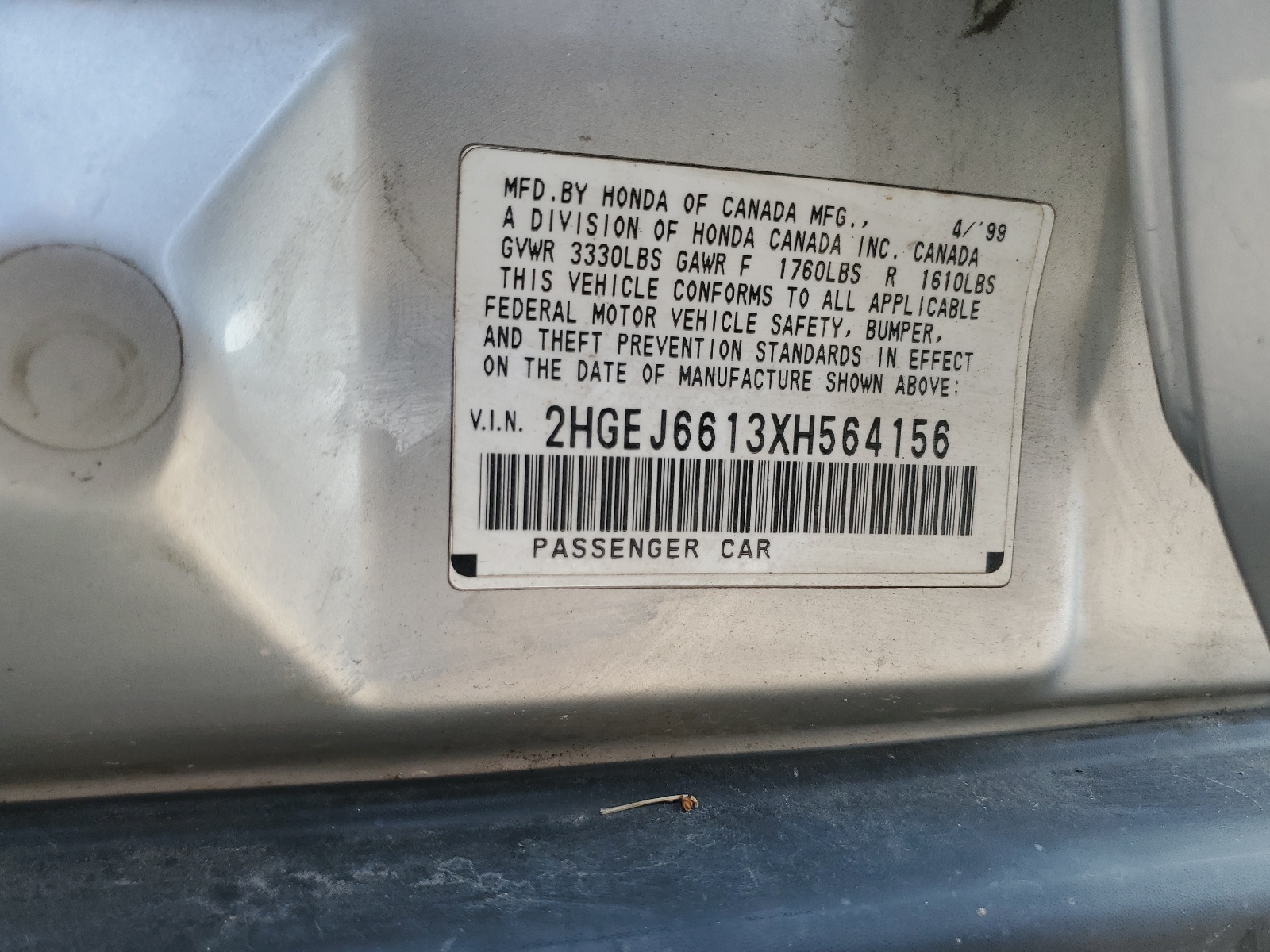2HGEJ6613XH564156 1999 Honda Civic Base