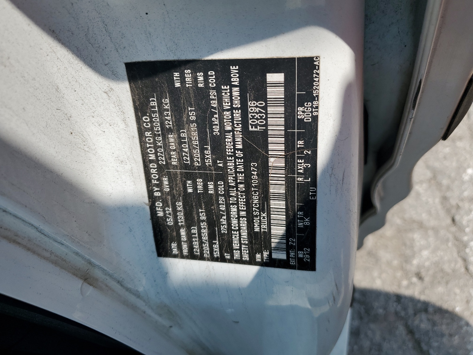 NM0LS7CN6CT109473 2012 Ford Transit Connect Xl