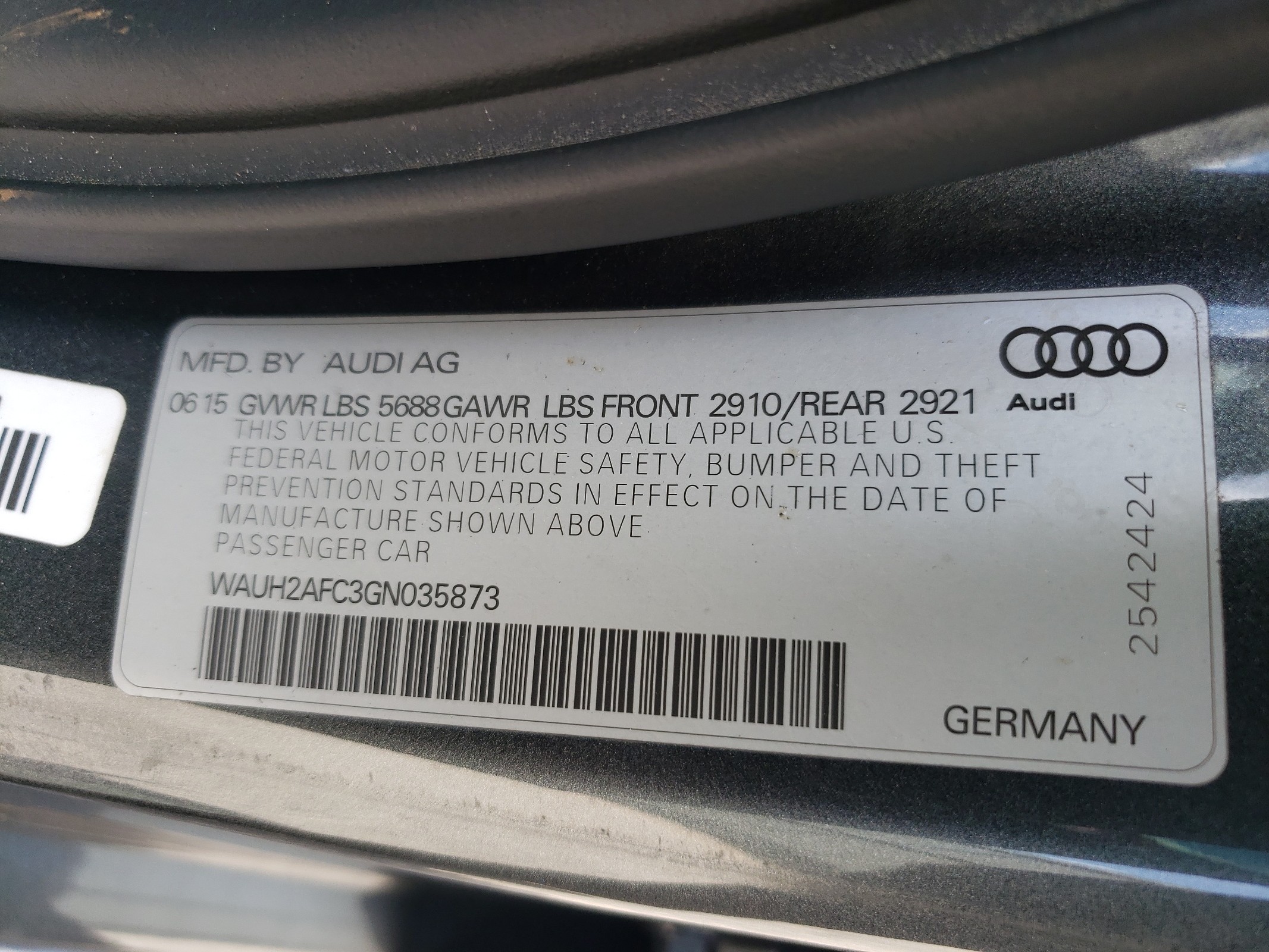 WAUH2AFC3GN035873 2016 Audi S6 Prestige