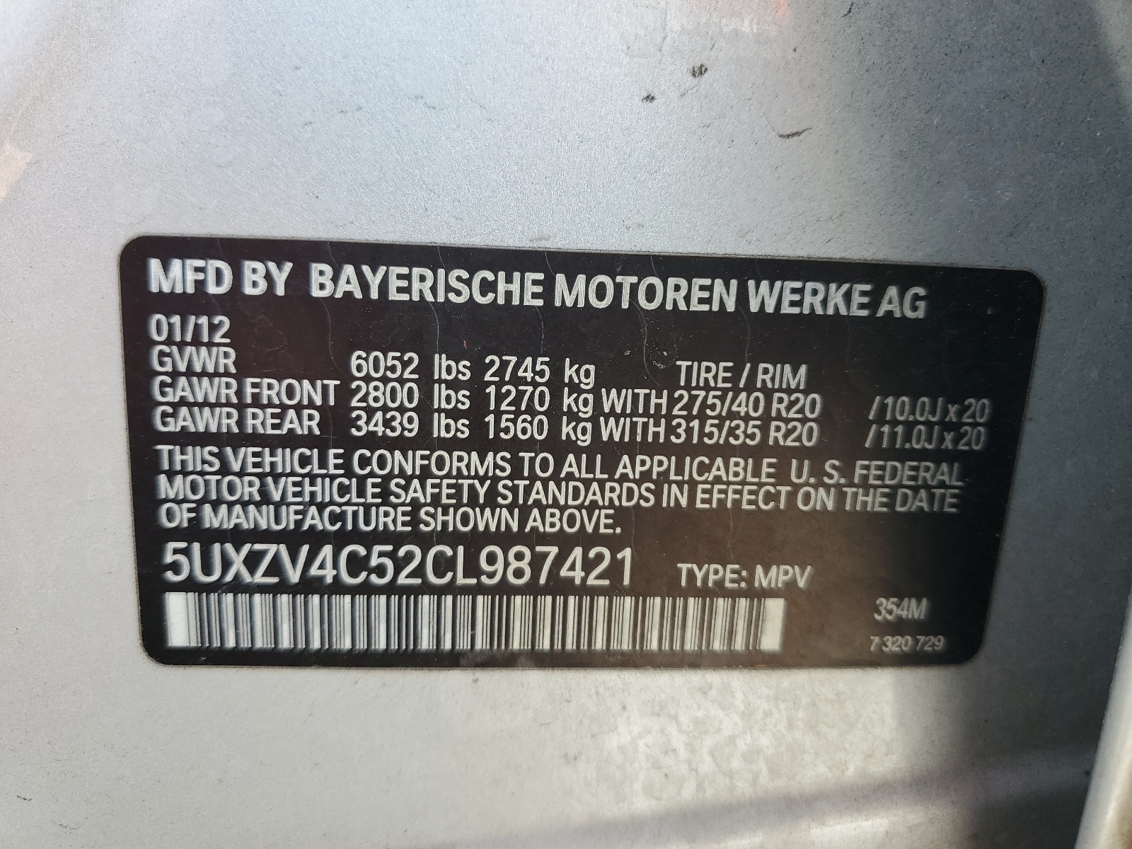 5UXZV4C52CL987421 2012 BMW X5 xDrive35I