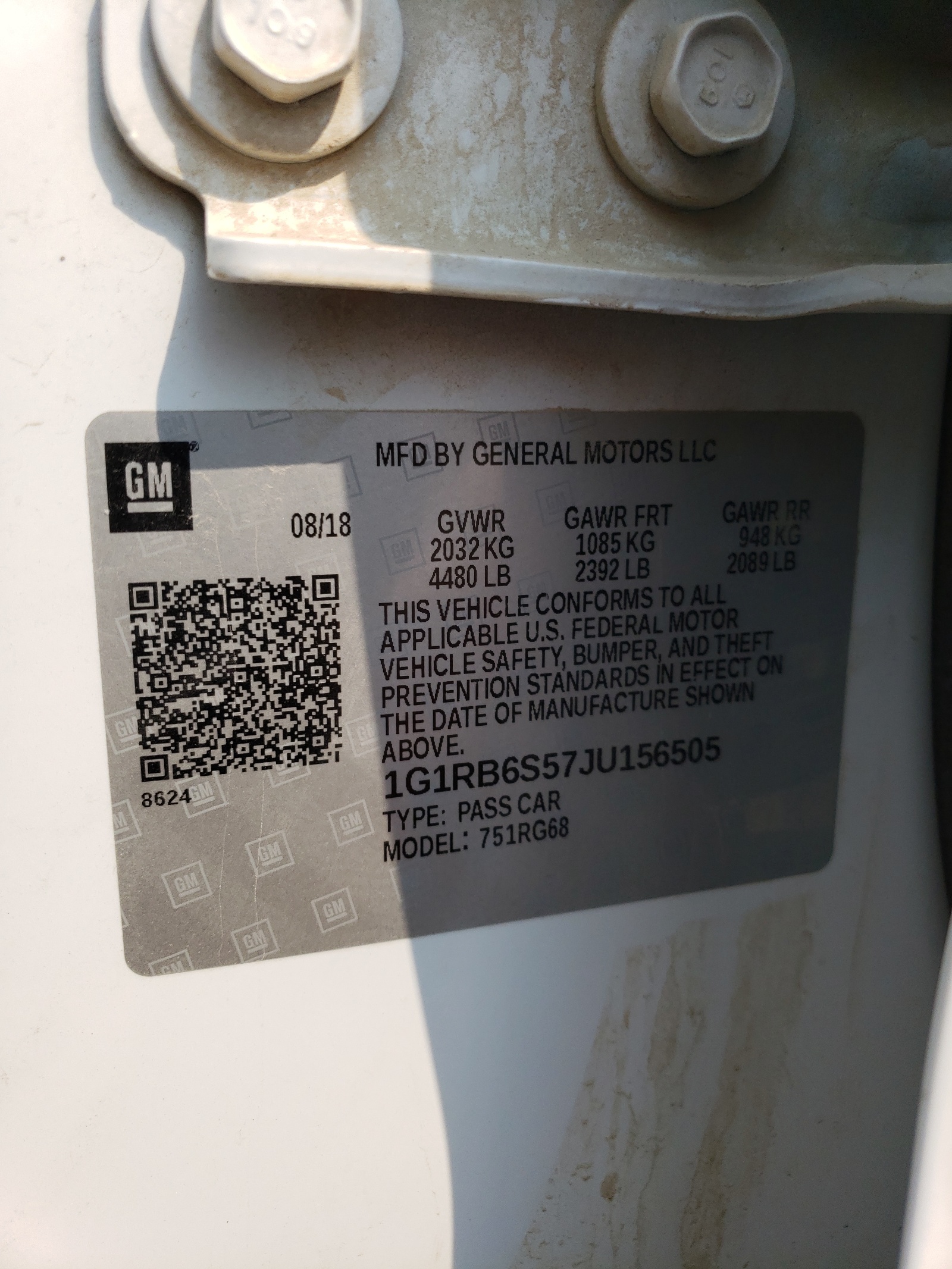 1G1RB6S57JU156505 2018 Chevrolet Volt Premier