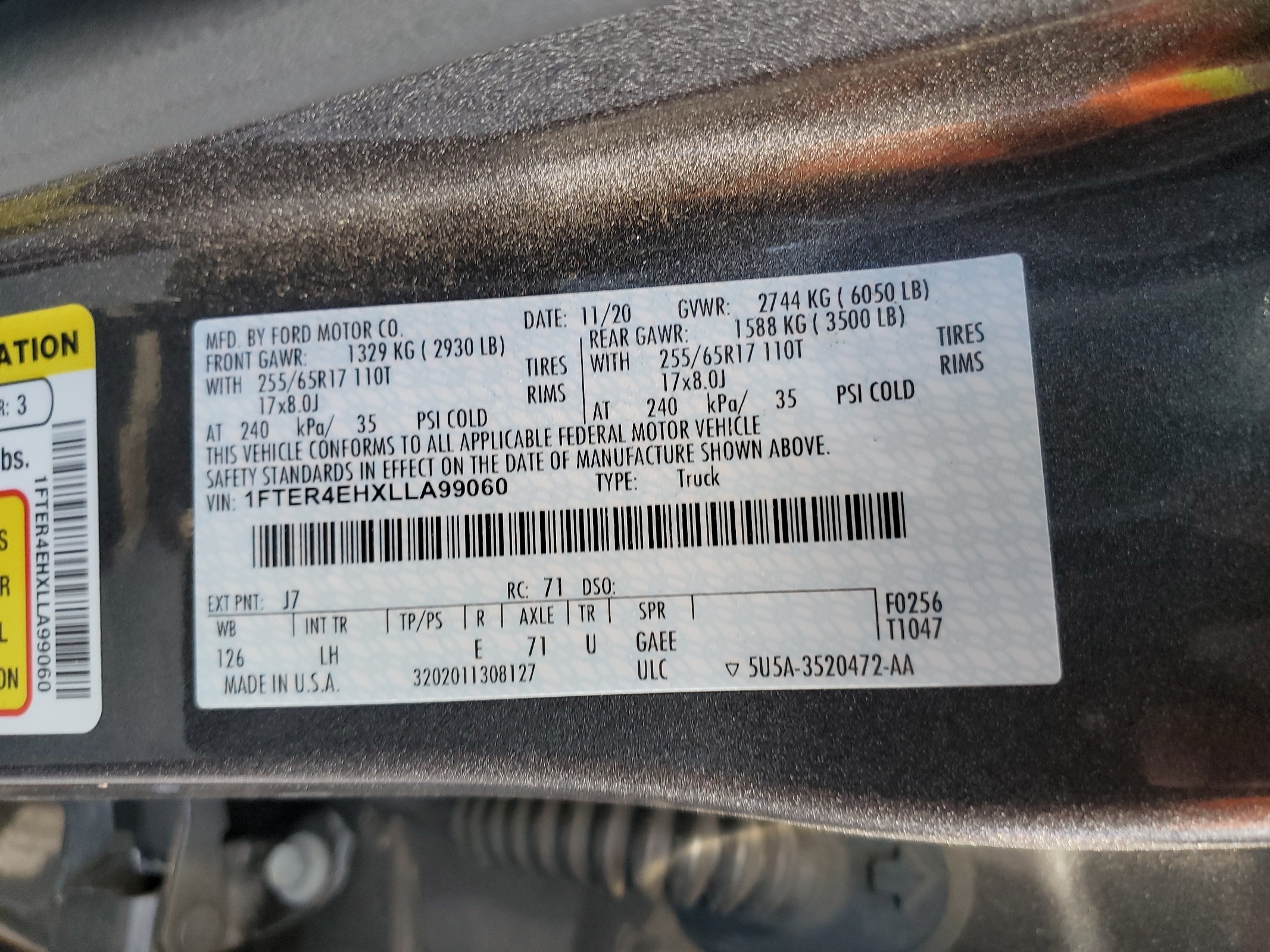 1FTER4EHXLLA99060 2020 Ford Ranger Xl