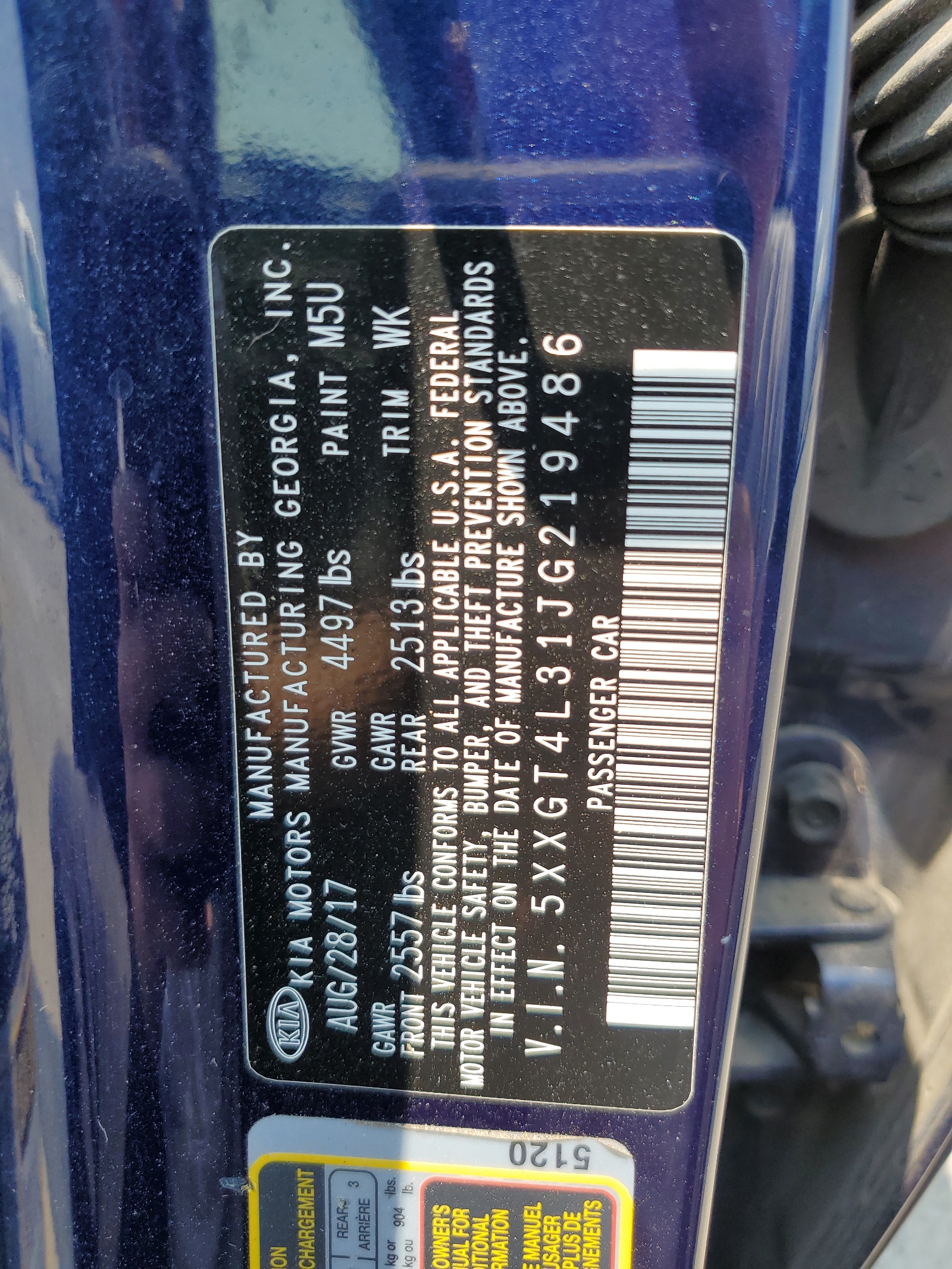 5XXGT4L31JG219486 2018 Kia Optima Lx