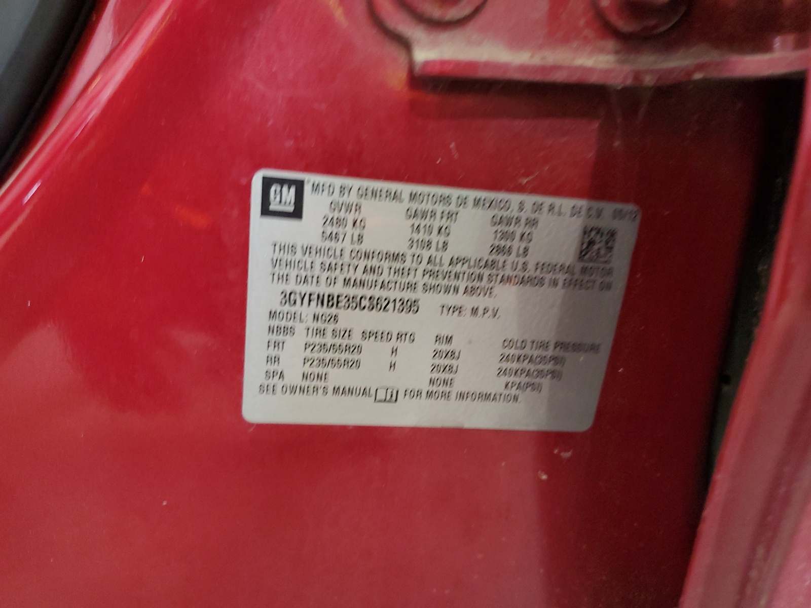 3GYFNBE35CS621395 2012 Cadillac Srx Performance Collection