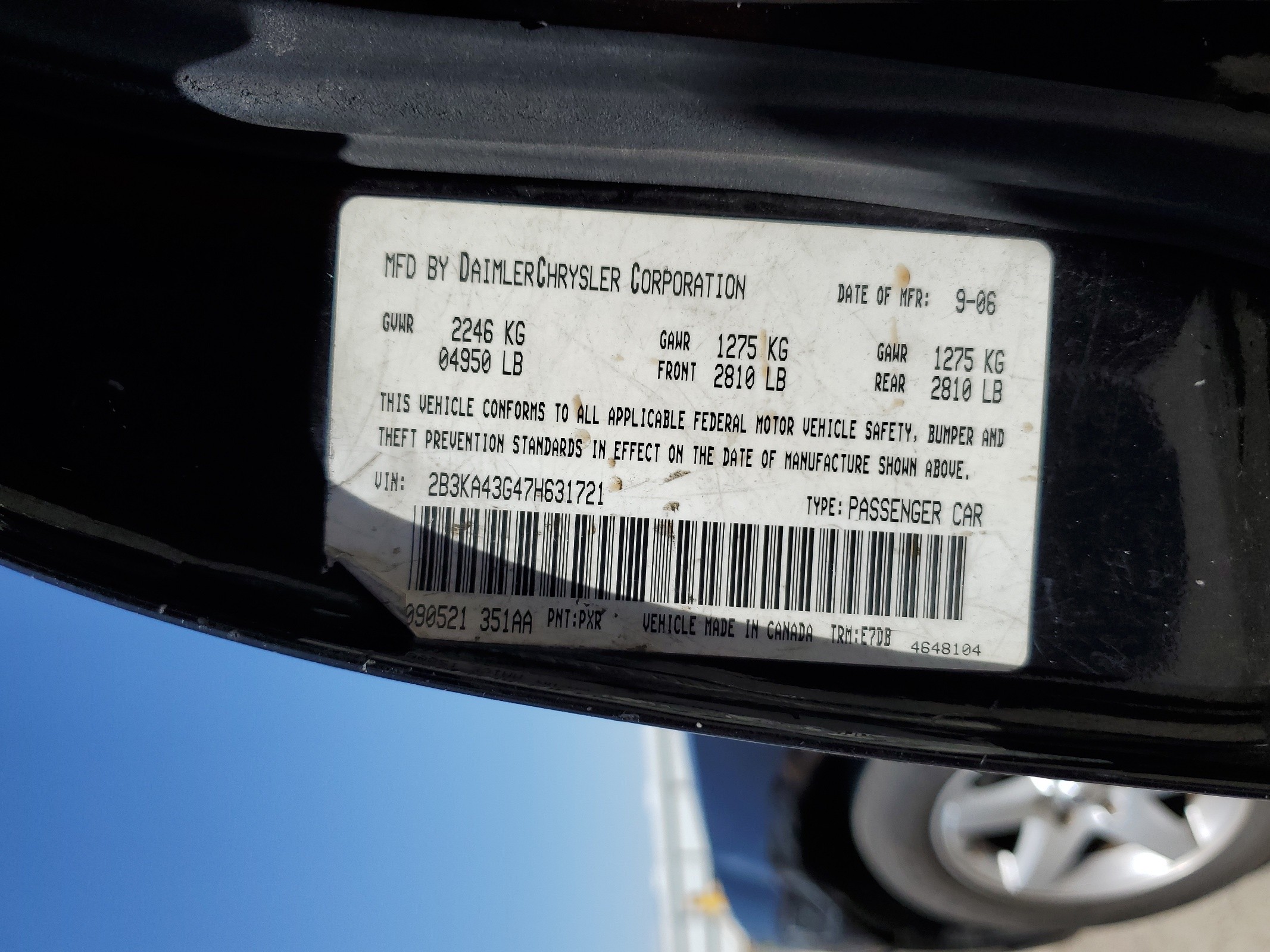 2B3KA43G47H631721 2007 Dodge Charger Se