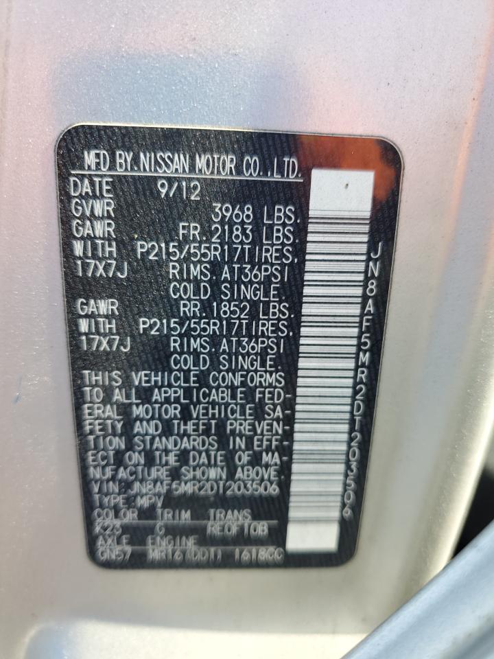 2013 Nissan Juke S VIN: JN8AF5MR2DT203506 Lot: 63995084