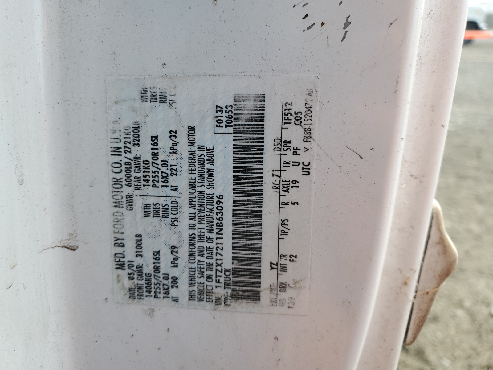 1FTZX17211NB63096 2001 Ford F150