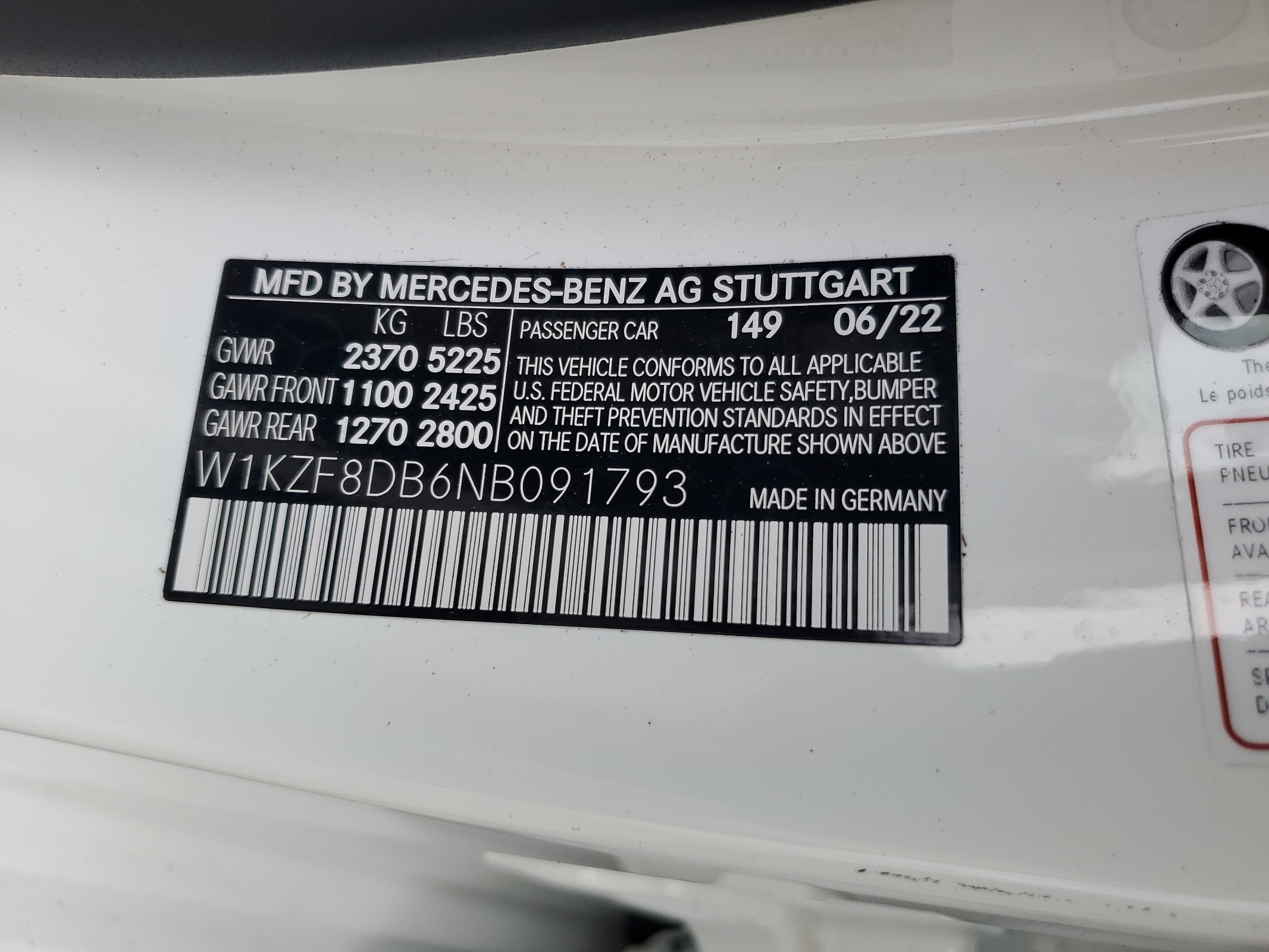 W1KZF8DB6NB091793 2022 Mercedes-Benz E 350