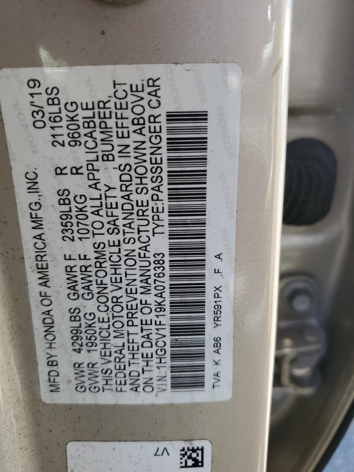 1HGCV1F19KA076383 2019 HONDA ACCORD - Image 12