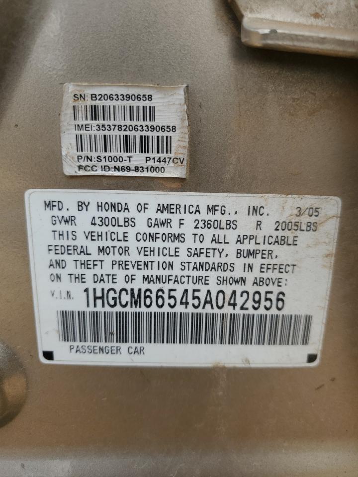 2005 Honda Accord Ex VIN: 1HGCM66545A042956 Lot: 63141864