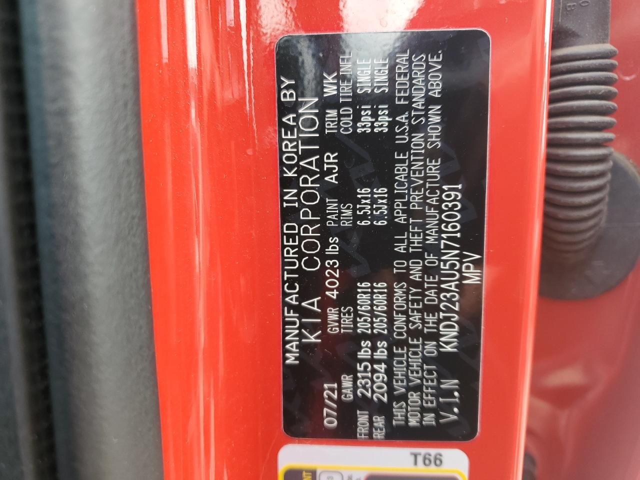 2022 Kia Soul Lx VIN: KNDJ23AU5N7160391 Lot: 64840654