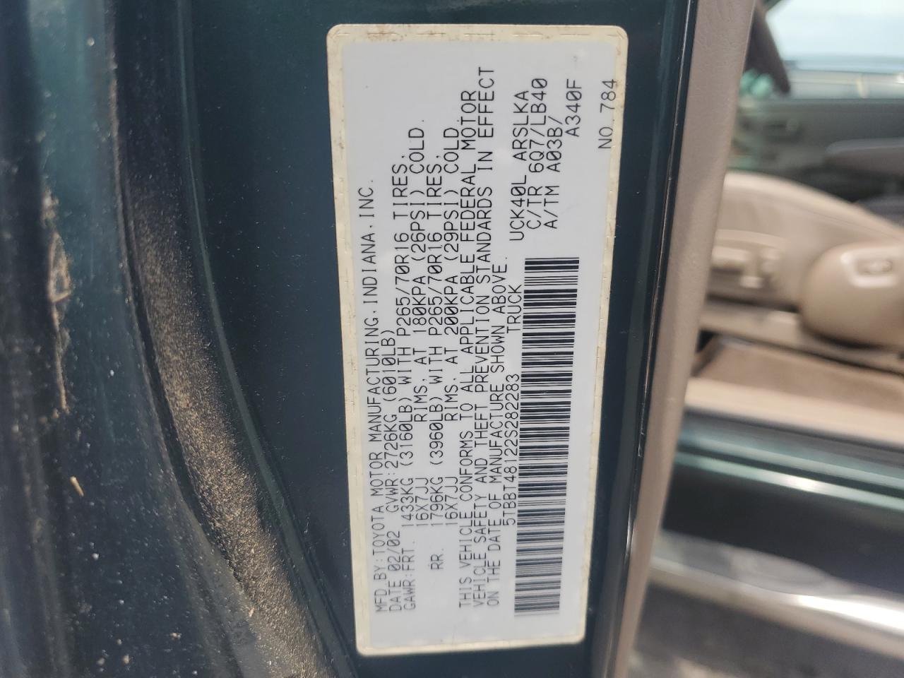 5TBBT48122S282283 2002 Toyota Tundra Access Cab Limited