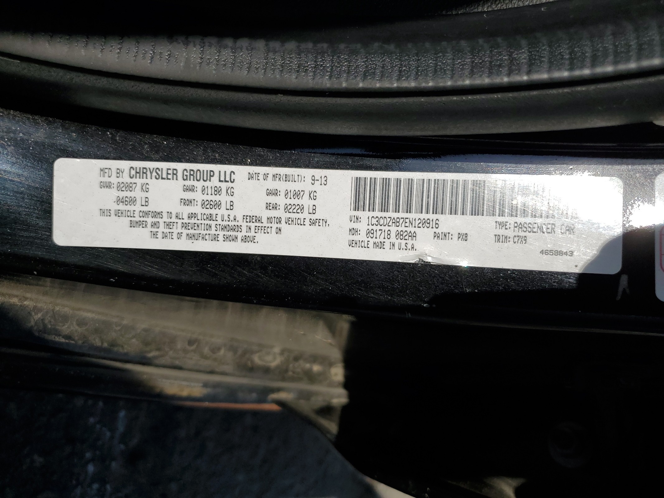 1C3CDZAB7EN120916 2014 Dodge Avenger Se