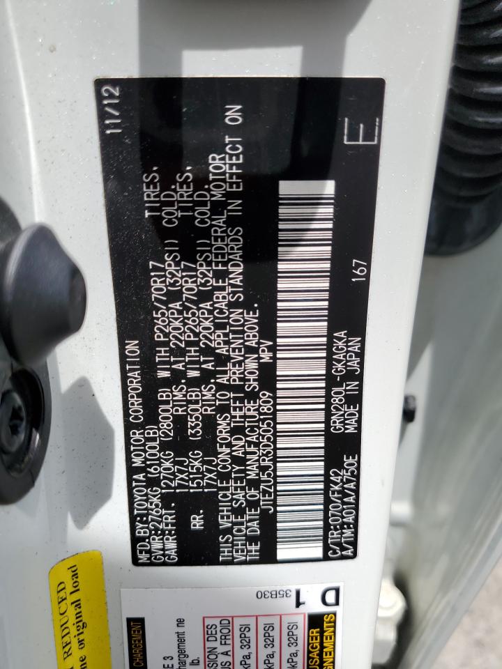 2013 Toyota 4Runner Sr5 VIN: JTEZU5JR3D5051809 Lot: 63829644