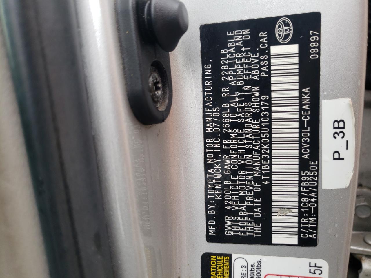 2005 Toyota Camry Le VIN: 4T1BE32K05U103179 Lot: 63603174