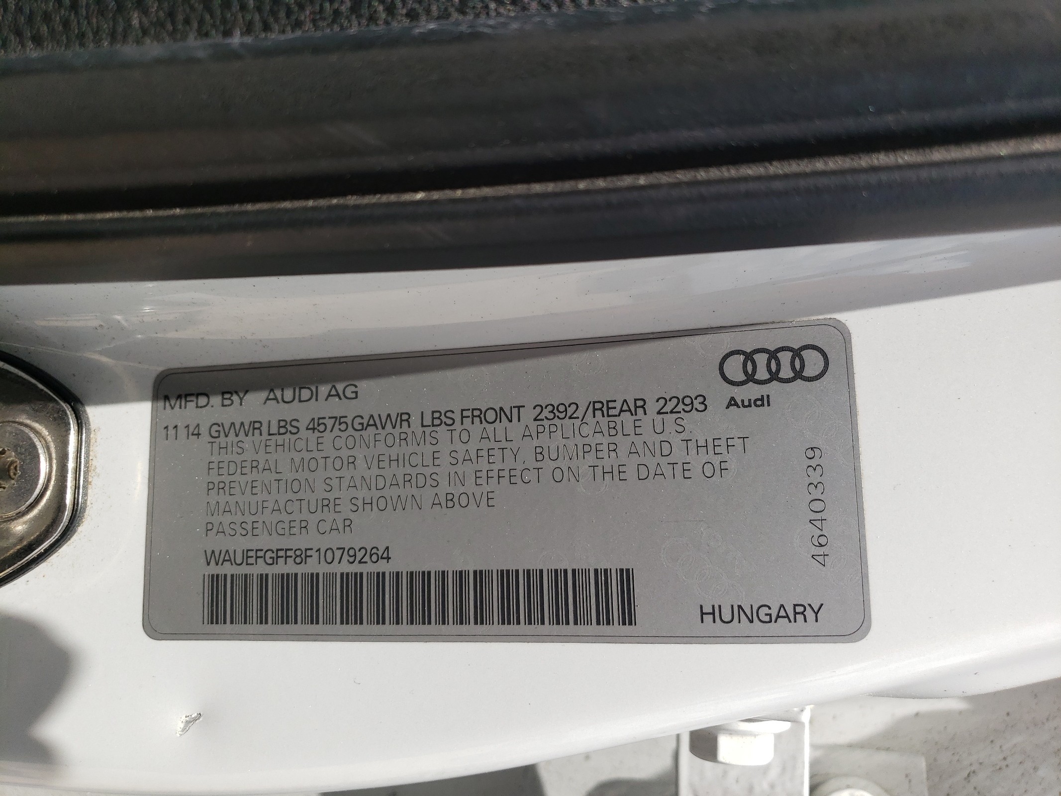 WAUEFGFF8F1079264 2015 Audi A3 Premium Plus