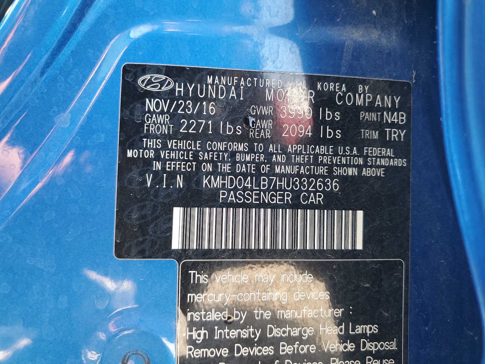 KMHD04LB7HU332636 2017 Hyundai Elantra Sport