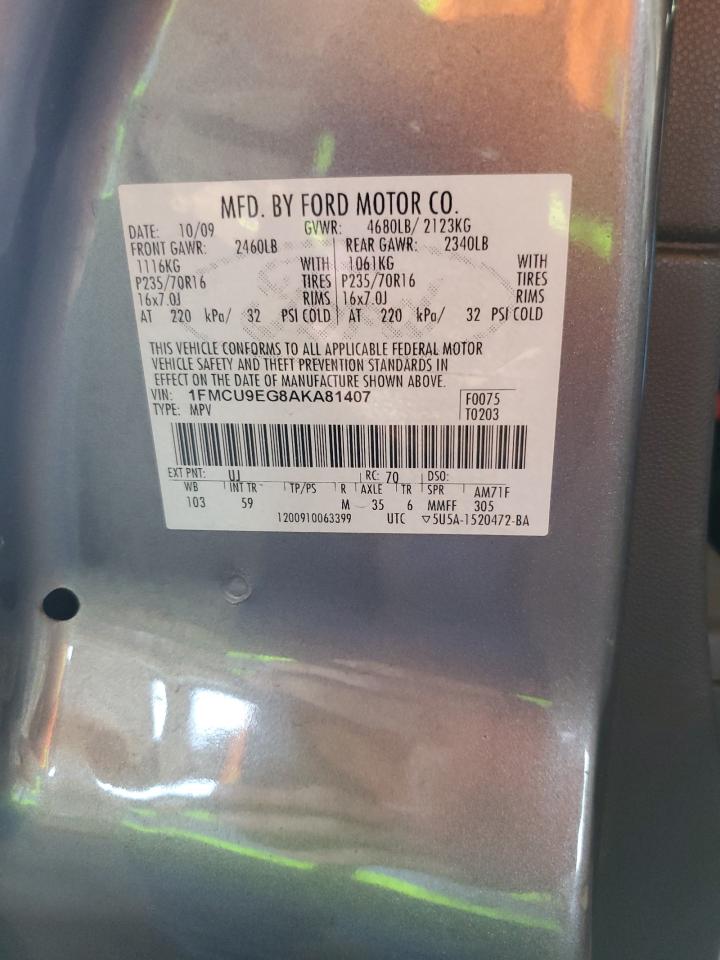 2010 Ford Escape Limited VIN: 1FMCU9EG8AKA81407 Lot: 61662654