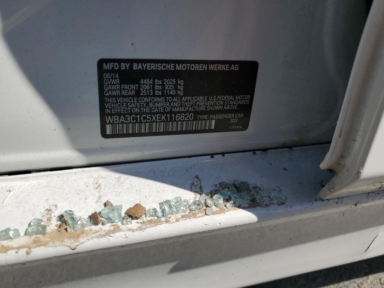 2014 BMW 328 I Sulev VIN: WBA3C1C5XEK116820 Lot: 64451464