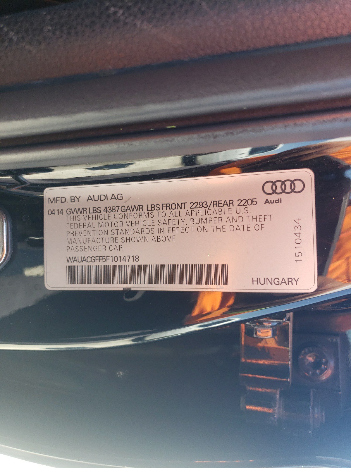 2015 Audi A3 Premium vin: WAUACGFF5F1014718