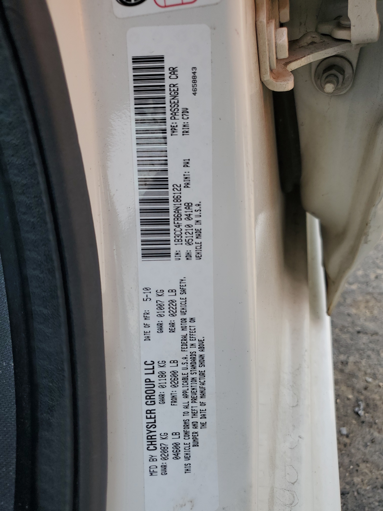 1B3CC4FB6AN186122 2010 Dodge Avenger Sxt