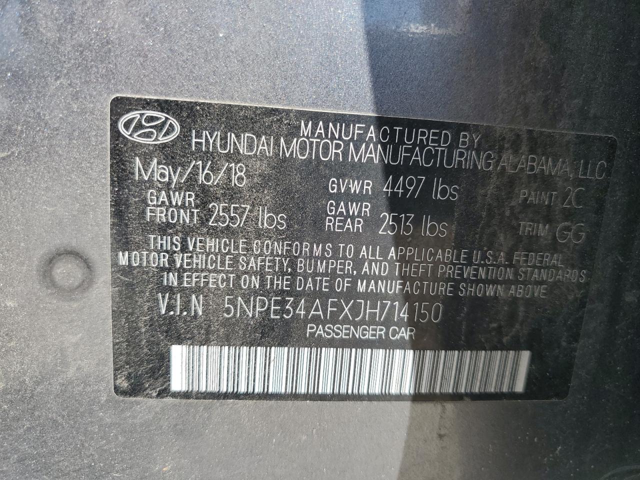 5NPE34AFXJH714150 2018 Hyundai Sonata Sport