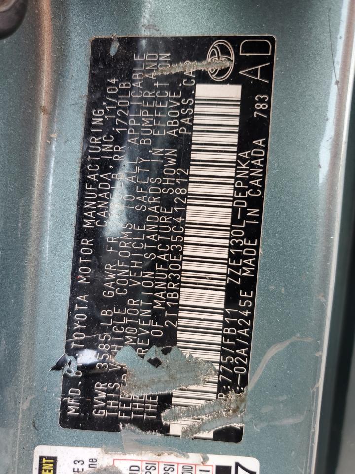 2005 Toyota Corolla Ce VIN: 2T1BR30E35C412812 Lot: 64465584