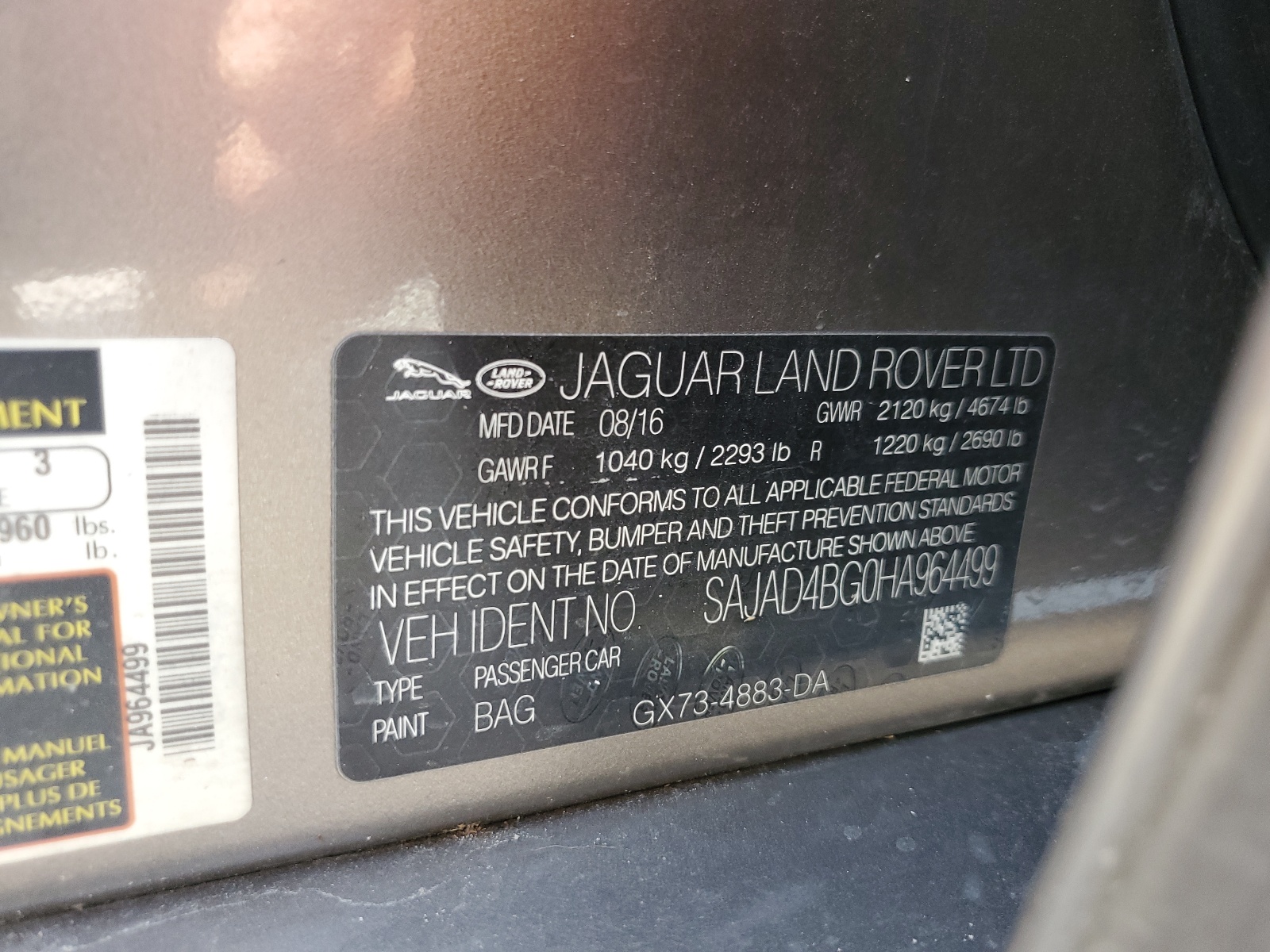 SAJAD4BG0HA964499 2017 Jaguar Xe Premium