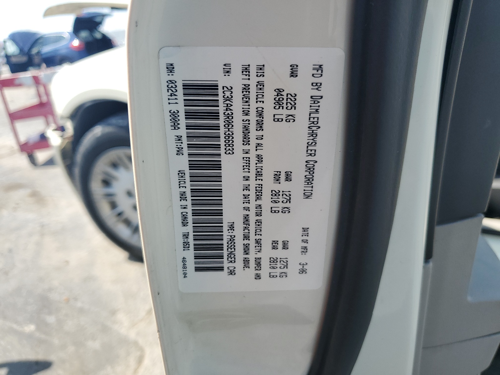 2C3KA43R06H366833 2006 Chrysler 300