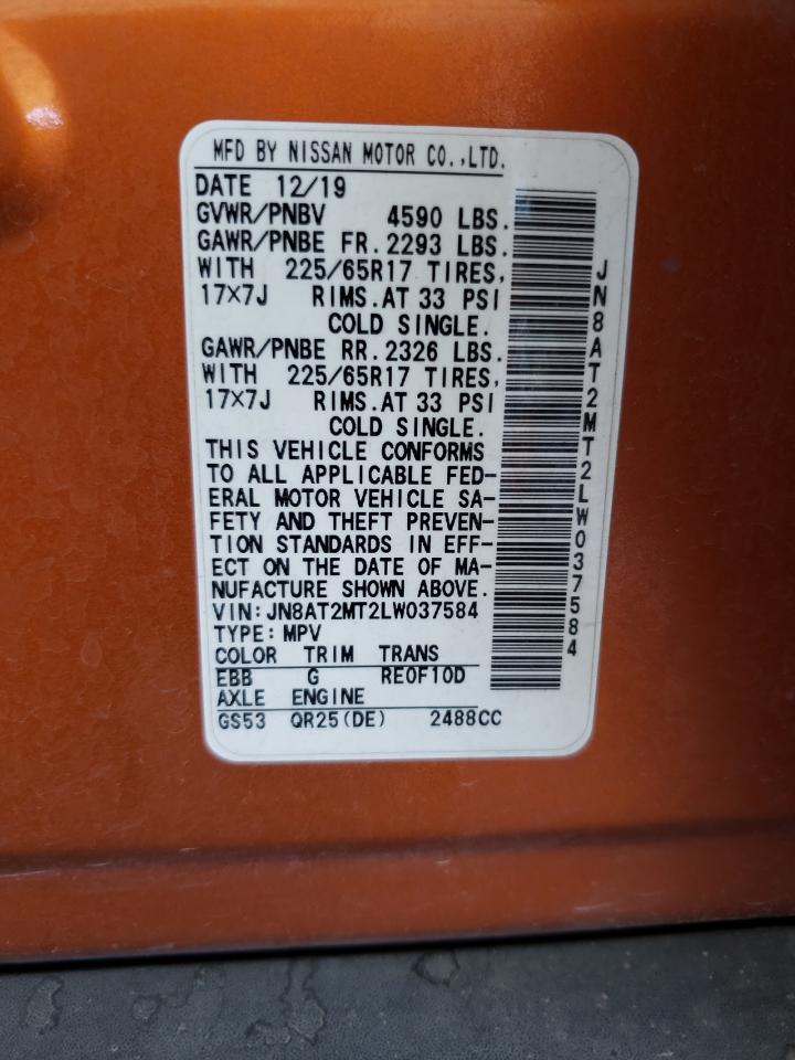 2020 Nissan Rogue S VIN: JN8AT2MT2LW037584 Lot: 64109964