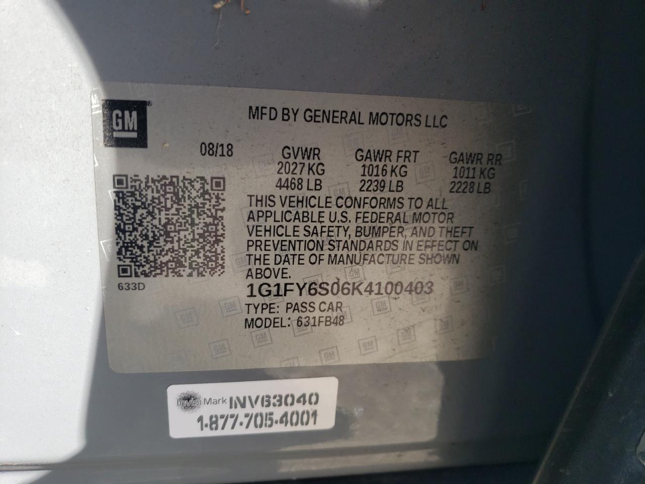 1G1FY6S06K4100403 2019 Chevrolet Bolt Ev Lt