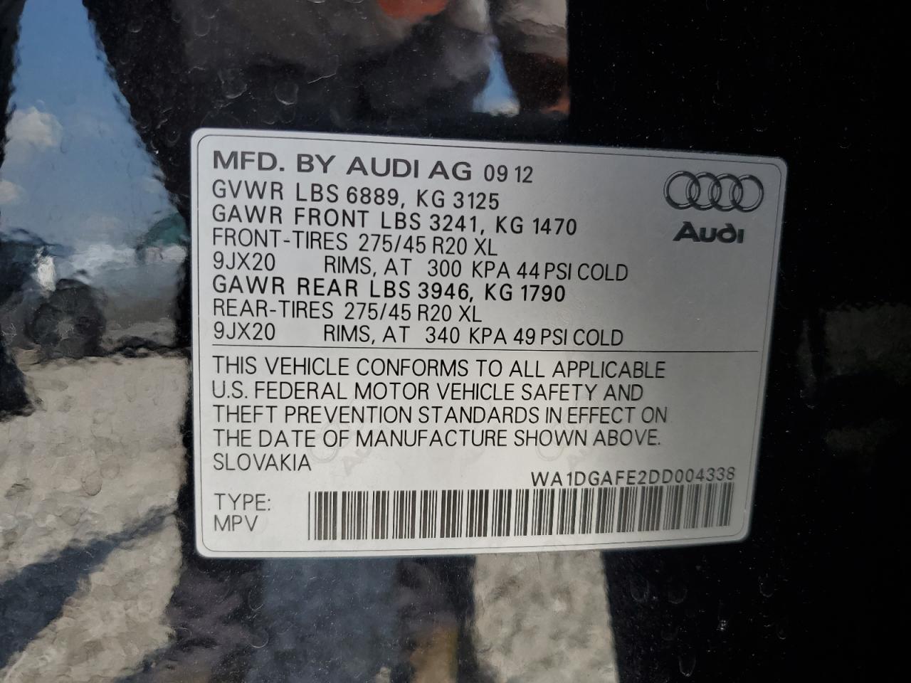 2013 Audi Q7 Prestige VIN: WA1DGAFE2DD004338 Lot: 61640804