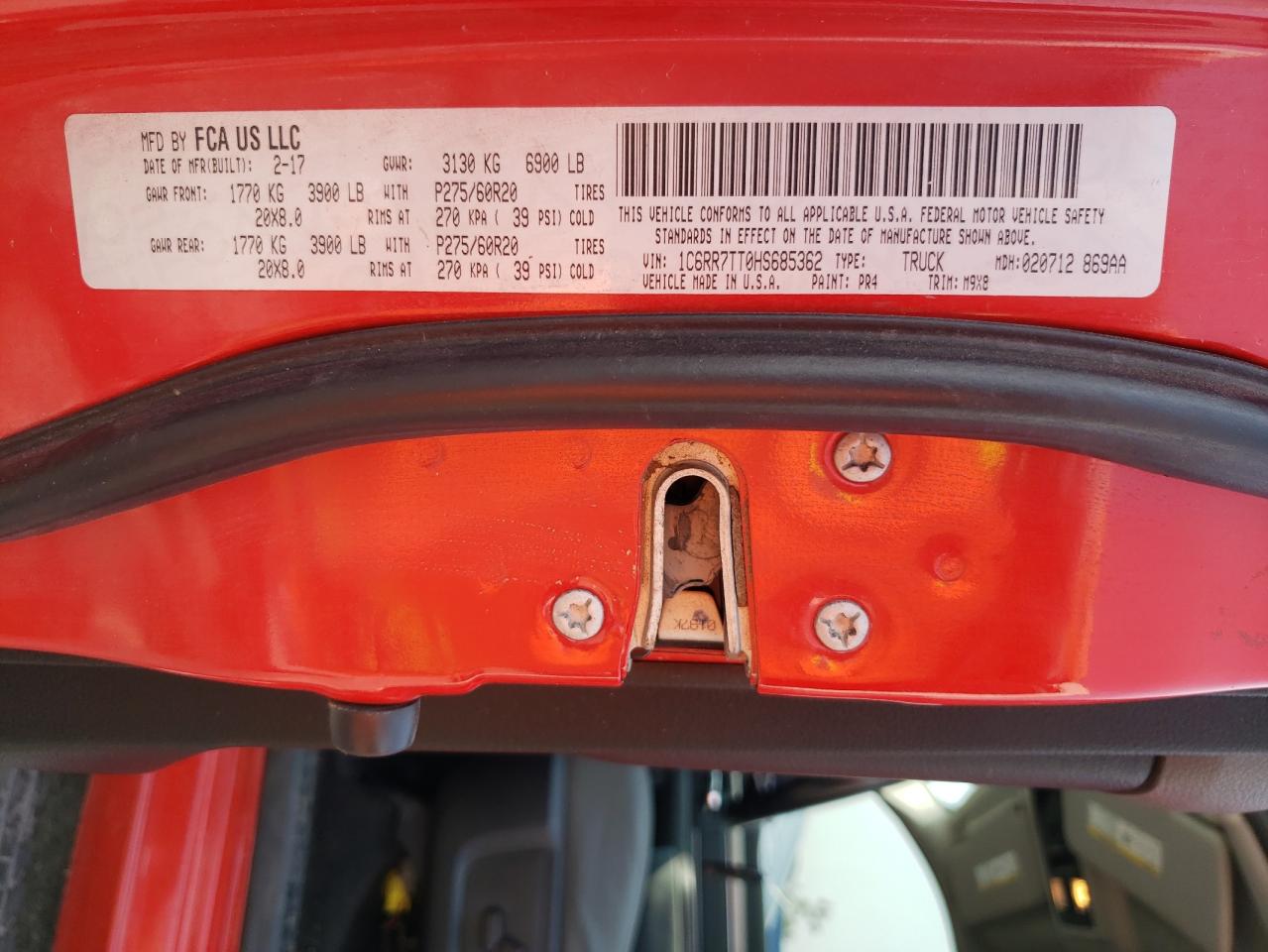 2017 Ram 1500 Slt VIN: 1C6RR7TT0HS685362 Lot: 62533274