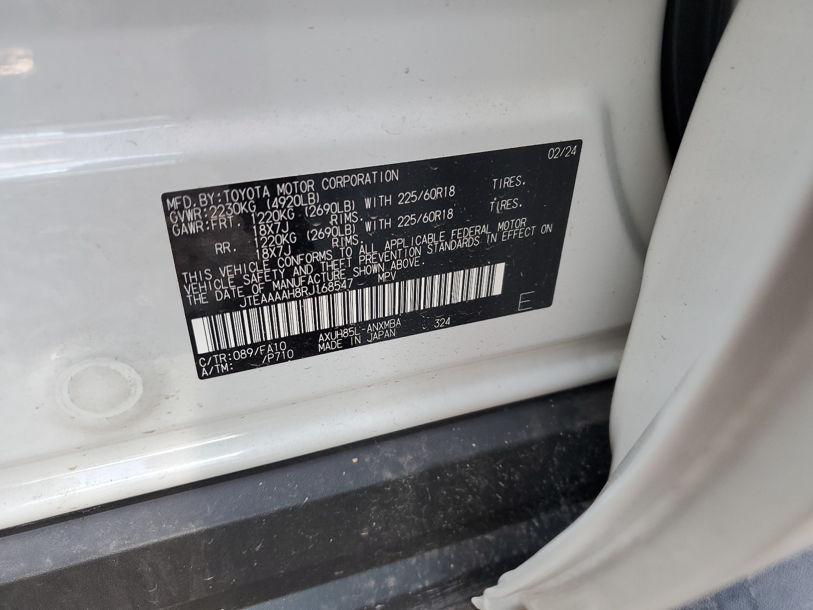 JTEAAAAH8RJ168547 2024 Toyota Venza Le