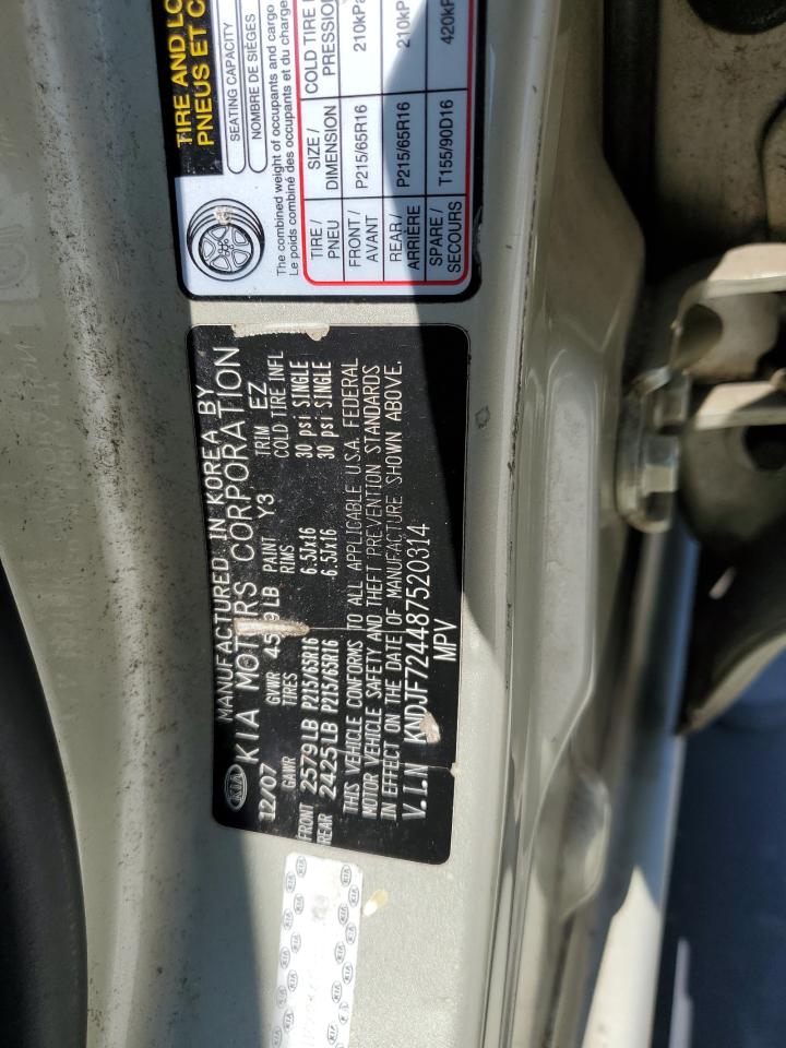 2008 Kia Sportage Lx VIN: KNDJF724487520314 Lot: 60327384