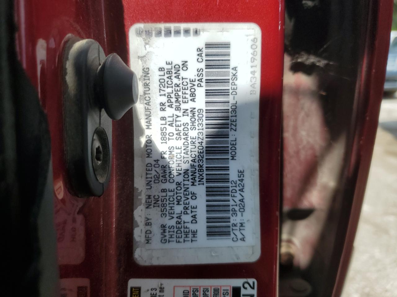 2004 Toyota Corolla Ce VIN: 1NXBR32E04Z313309 Lot: 62102624