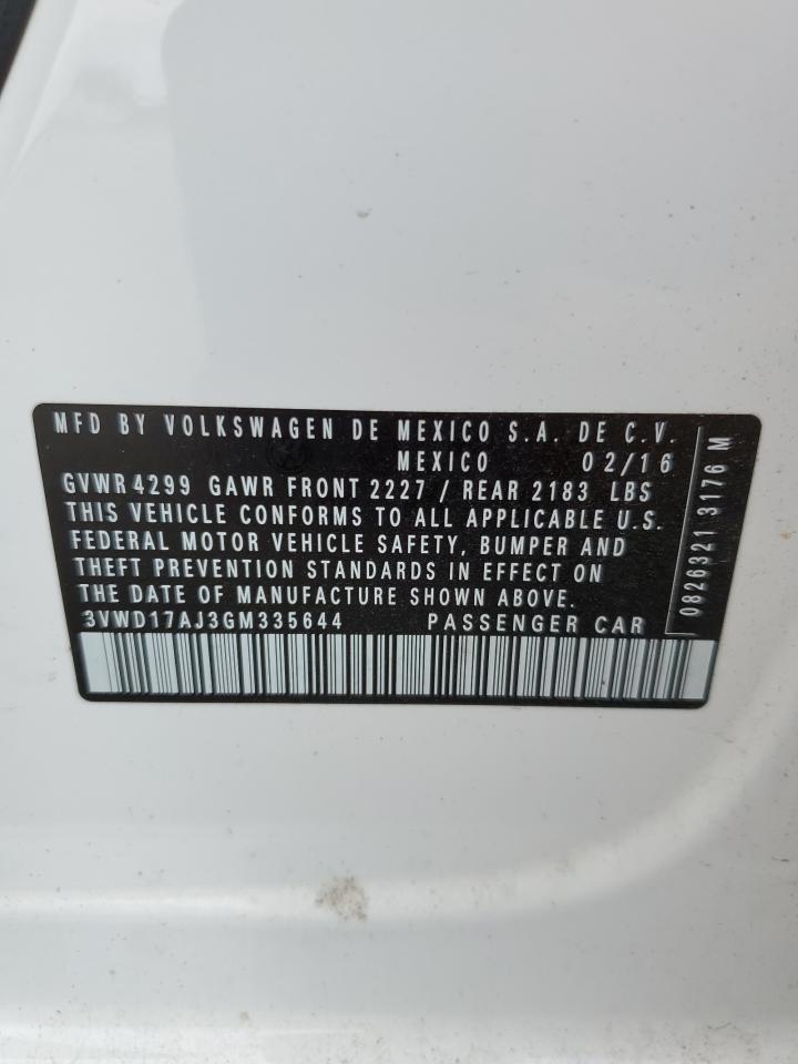 2016 Volkswagen Jetta Sport VIN: 3VWD17AJ3GM335644 Lot: 63871944